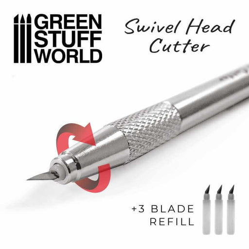 Professional metal swivelhead hobby knife + 3 blade refill