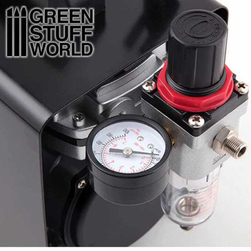 Airbrush compressor, pressure meter close-up.