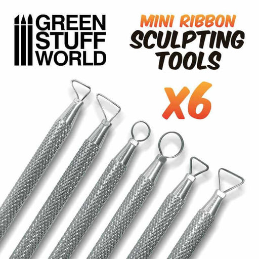 Mini ribbon sculpting tools, set of 5 showing the six different ends shapes