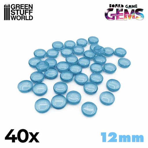 40x light blue plastic gems 12mm