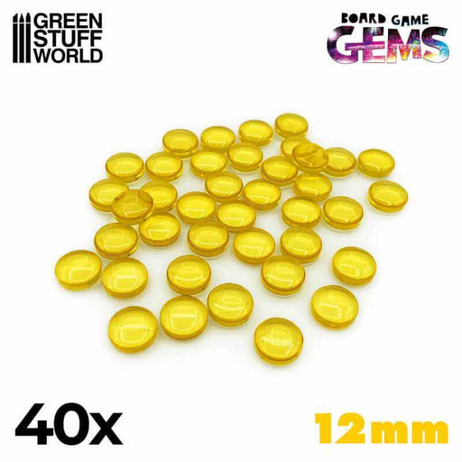 40x Yellow plastic gems 12mm