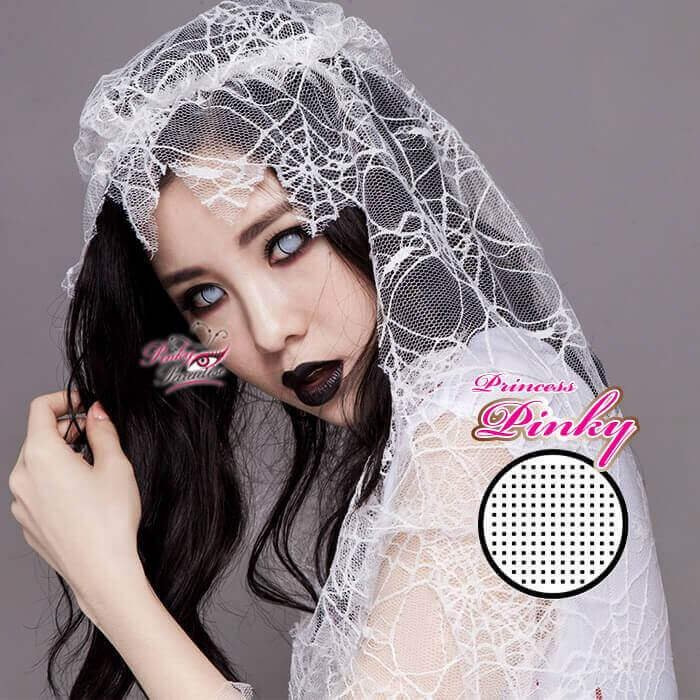 Princess Pinky Cosplay White Mesh With Rim, crazy lenses