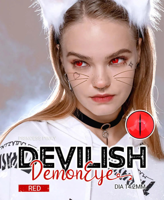 Princess Pinky Devilish Demon Eye Red, crazy-linser (1-årslinser)